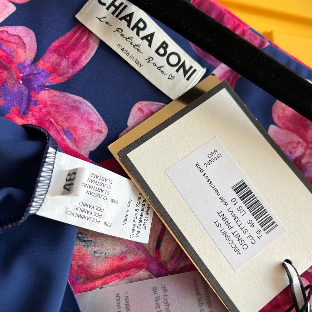 NWT Chiara Boni Sleeveless Bodycon Knee Wedding Mini Dress Cocktail Floral 48 12 - Picture 9 of 10